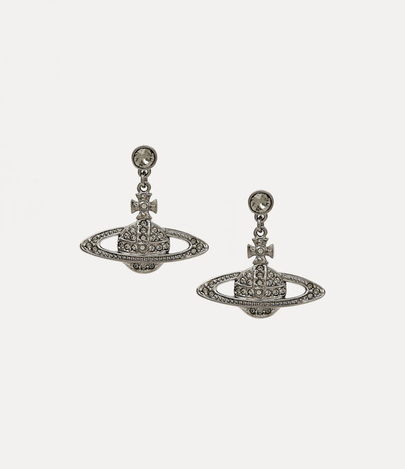 Vivienne Westwood Mini Bas Relief Drop Earrings Ruthenium Black Diamond | 591832NQA