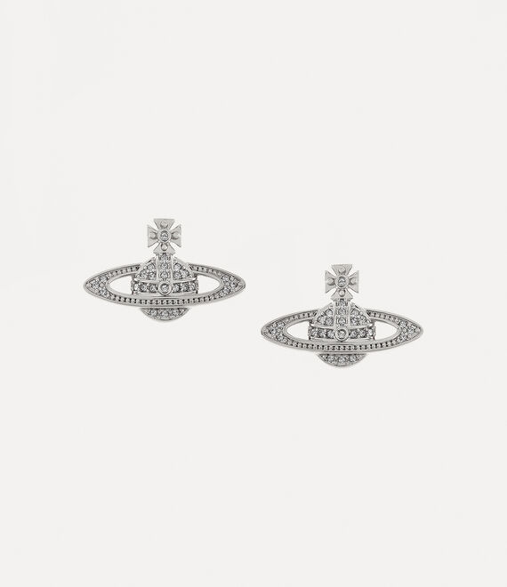 Vivienne Westwood Mini Bas Relief Earrings Platinum / Crystal Crystal | 715693BLG