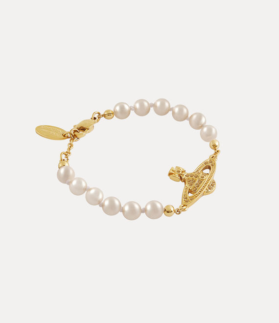 Vivienne Westwood Mini Bas Relief Pearl Bracelet Gold Light Colorado Topaz Pearl | 430276PFI