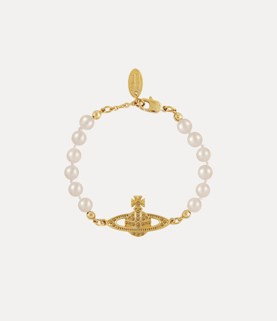 Vivienne Westwood Mini Bas Relief Pearl Bracelet Gold Light Colorado Topaz Pearl | 430276PFI