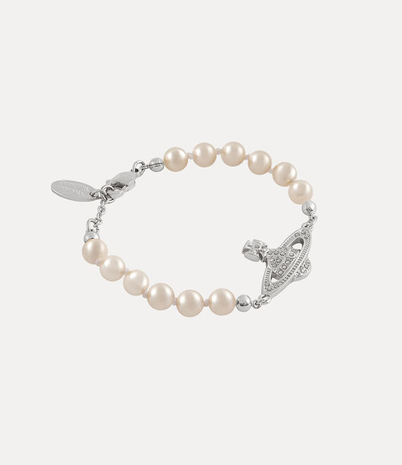 Vivienne Westwood Mini Bas Relief Pearl Bracelet Platinum / Crystal Crystal / Pearl Pearl | 574129PMB