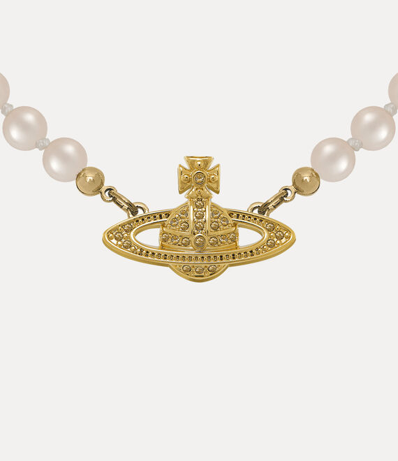 Vivienne Westwood Mini Bas Relief Pearl Choker Gold Light Colorado Topaz Pearl | 765038CGB