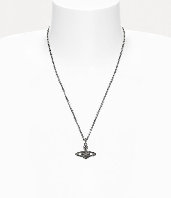 Vivienne Westwood Mini Bas Relief Pendant Ruthenium Black Diamond | 608729ILY