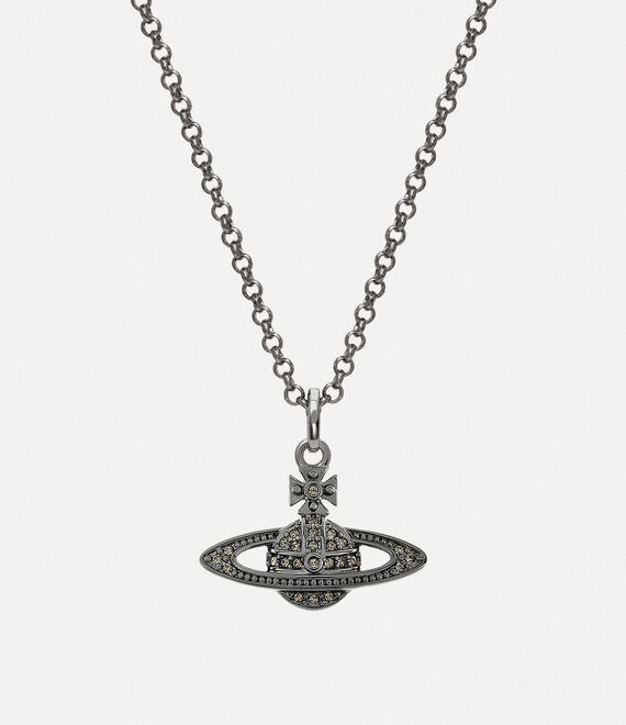 Vivienne Westwood Mini Bas Relief Pendant Ruthenium Black Diamond | 608729ILY