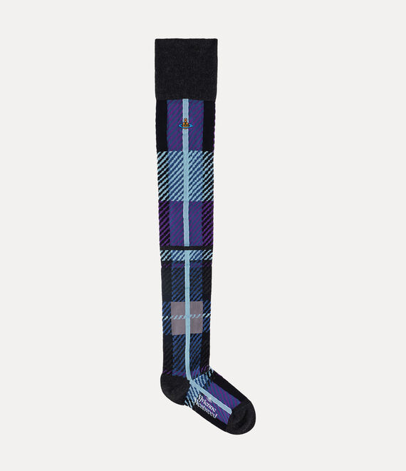 Vivienne Westwood Multi Tartan Over The Knee Sock Anthracite | 842769IVW