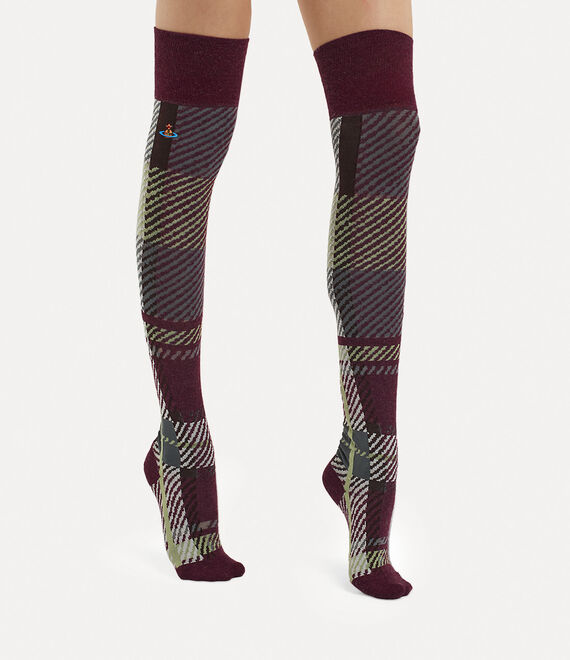 Vivienne Westwood Multi Tartan Over The Knee Sock Anthracite | 037642KCF