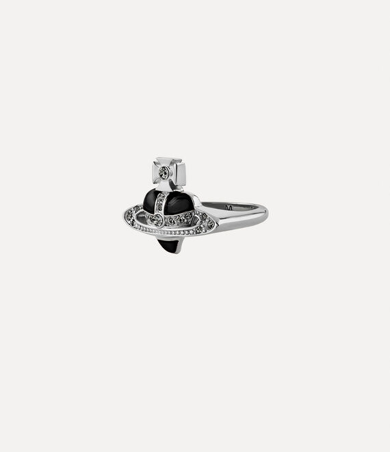 Vivienne Westwood New Diamante Heart Ring Platinum / Black Diamond Crystal / Black | 096843AYM