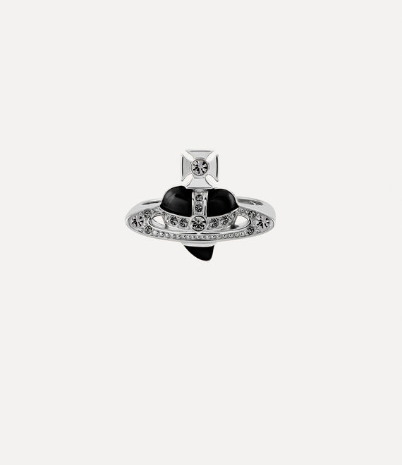 Vivienne Westwood New Diamante Heart Ring Platinum / Black Diamond Crystal / Black | 096843AYM