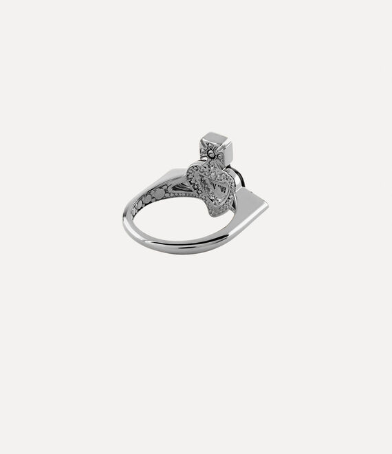 Vivienne Westwood New Diamante Heart Ring Platinum / Black Diamond Crystal / Black | 450821JCO