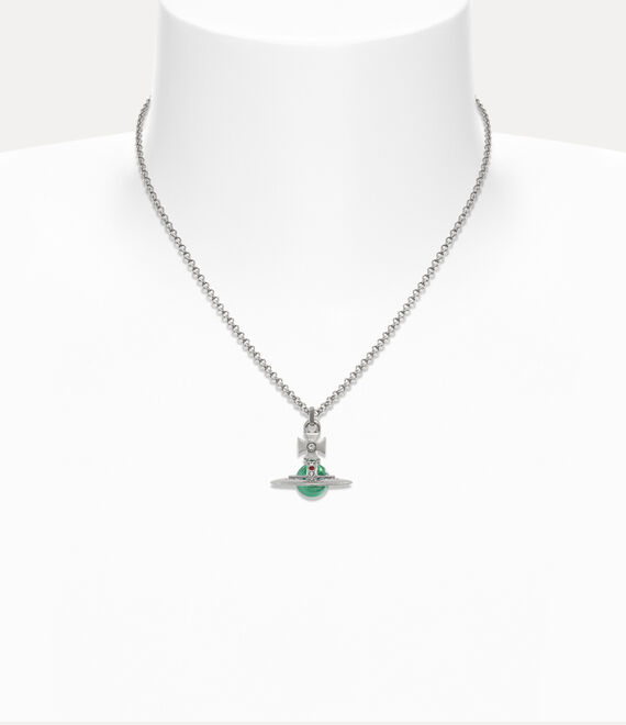 Vivienne Westwood New Tiny Orb Pendant Platinum/Mint Green/Multi | 162705KYH