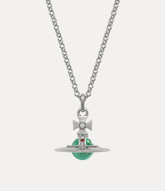 Vivienne Westwood New Tiny Orb Pendant Platinum/Mint Green/Multi | 162705KYH