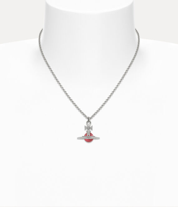 Vivienne Westwood New Tiny Orb Pendant Platinum/Indian Pink Cz/Padparadscha,Light | 063289WVI