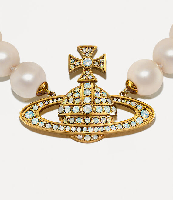 Vivienne Westwood Neysa Necklace Gold / Creamrose Pearl / Crystal Crysta | 027641OLM