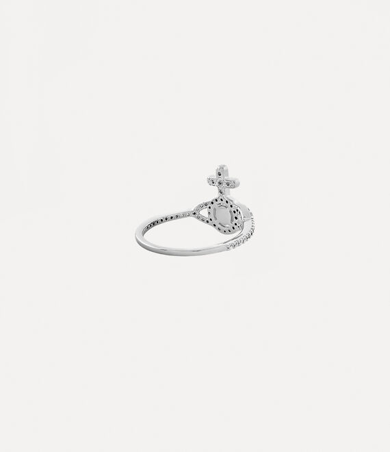 Vivienne Westwood Olympia Ring Platinum / White Cz / White Synthetic Opal | 273589LEO