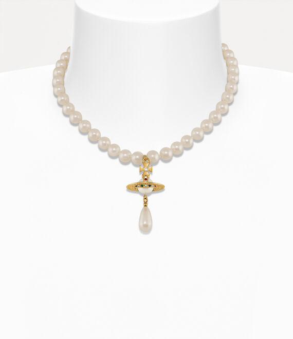 Vivienne Westwood One Row Pearl Drop Choker Gold/Pearl/Multi | 256417FUO