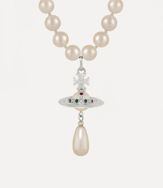 Vivienne Westwood One Row Pearl Drop Choker Platinum/Pearl/Multi | 572849URJ