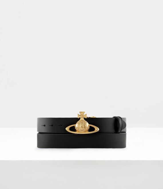 Vivienne Westwood Orb Buckle Belt / Light Gold Black | 107482NYB