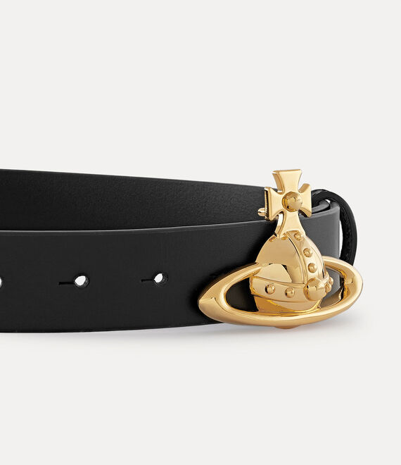 Vivienne Westwood Orb Buckle Belt / Light Gold Black | 537249OLU