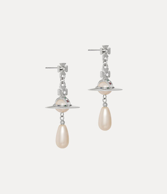 Vivienne Westwood Pearl Drop Earrings Platinum/Pearl/Multi | 059641BSO