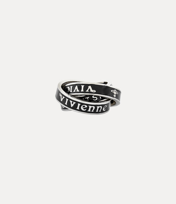 Vivienne Westwood Percy Ring Platinum / Black Enamel | 867139VHW