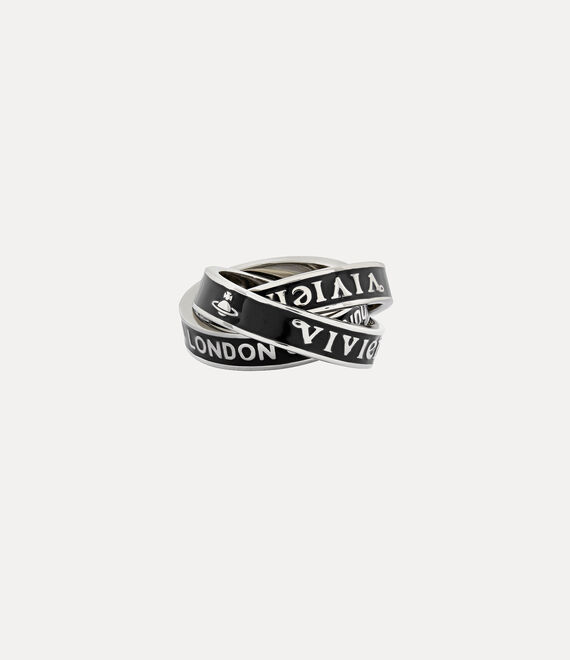 Vivienne Westwood Percy Ring Platinum / Black Enamel | 297461TRC