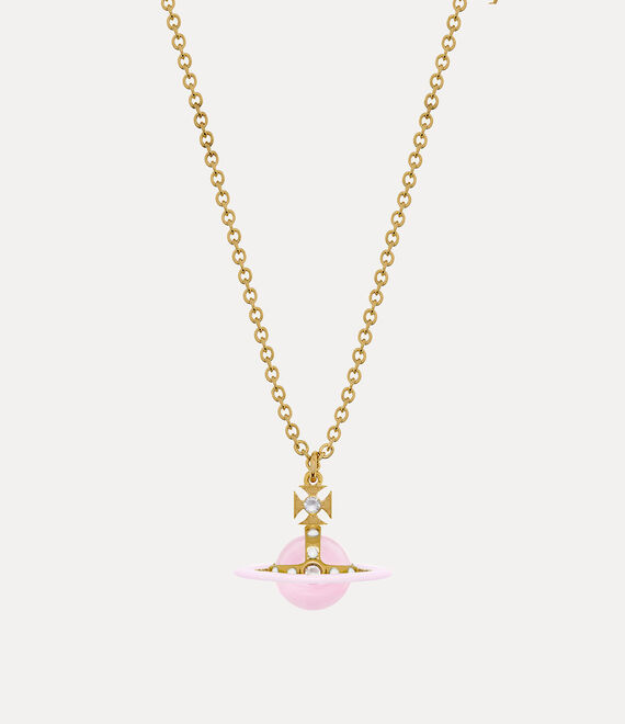 Vivienne Westwood Petite Original Orb Pendant Necklace Gold/Pale Pink,Opaque White Enamel/Milky Pink | 641950QDS