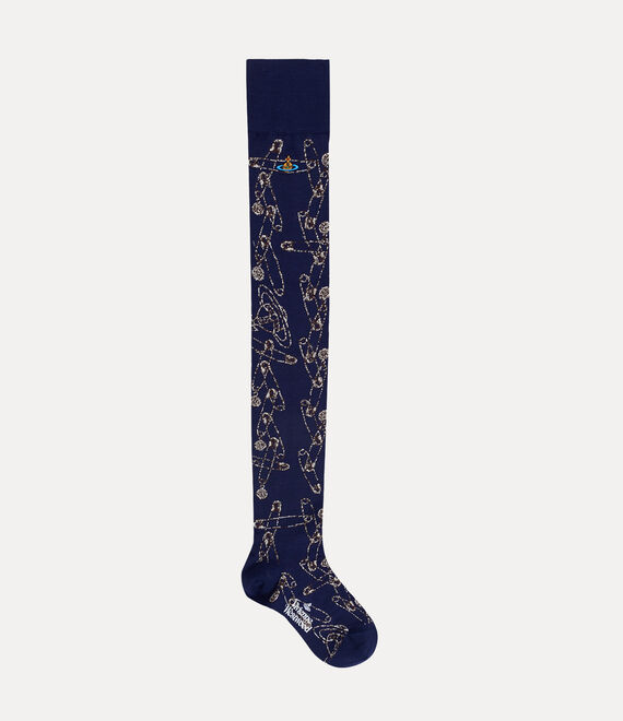 Vivienne Westwood Safety Pin Over The Knee Socks Navy Blue | 970314ZIG