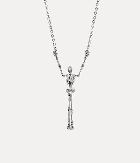 Vivienne Westwood Skeleton Long Necklace Palladium Black | 675089ZCQ