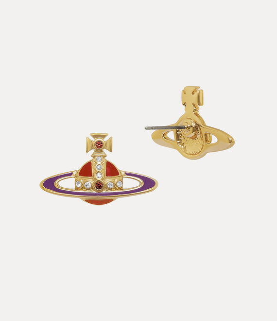 Vivienne Westwood Small Neo Bas Relief Earrings Gold/Siam,Crystal Crystal/Purple | 085326MCT