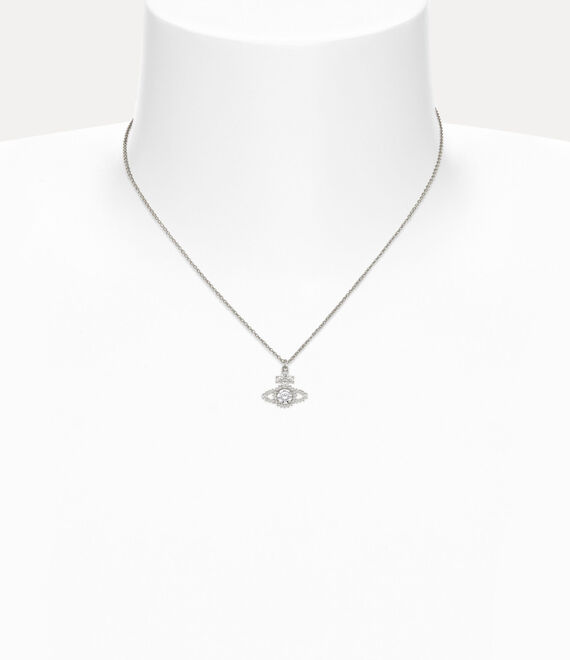 Vivienne Westwood Valentina Orb Pendant Necklace Platinum / White Cz | 507869BLQ