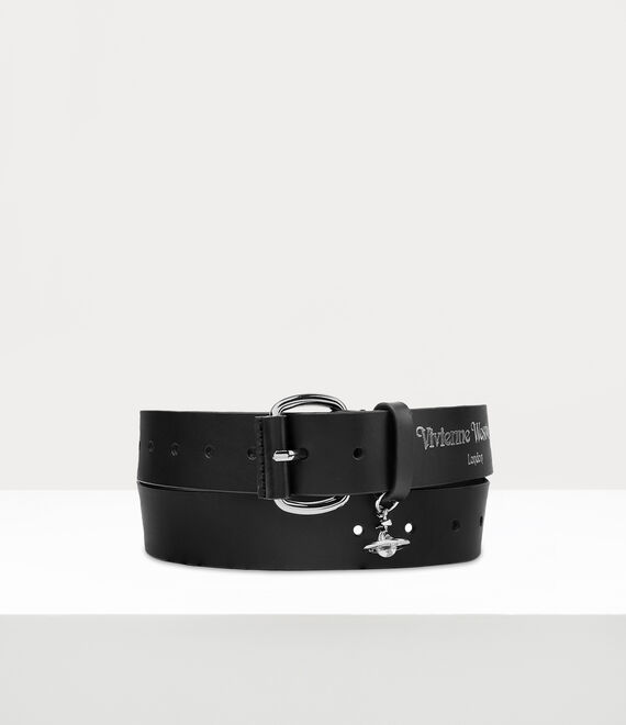 Vivienne Westwood Wide Alex Charm Belt Black - Silver Hw | 073458WEJ