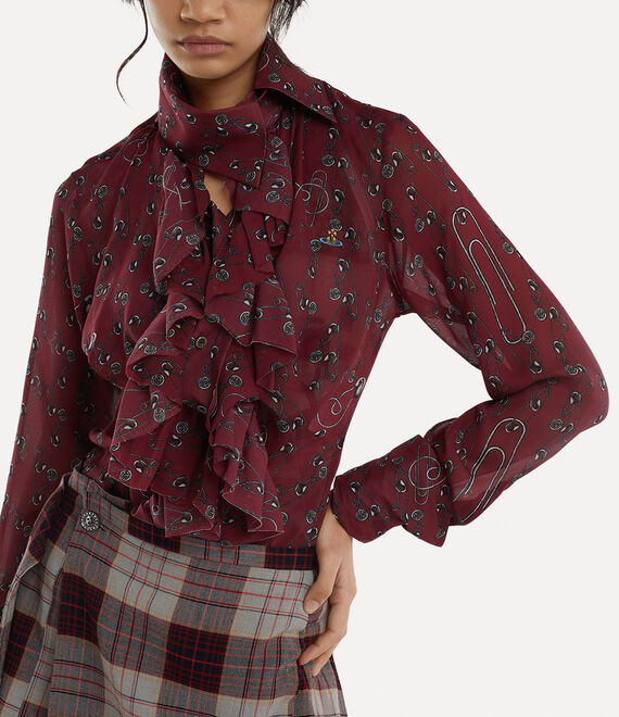 Vivienne Westwood Wizard Frill Shirt Red Safety Pins | 354976GSL